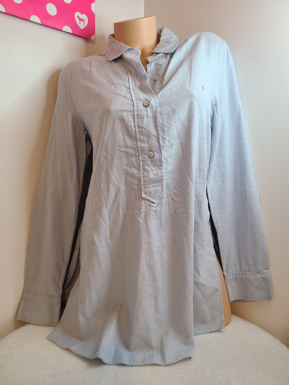 NWT Aerie Chambray Popover Tunic/ Shirt Dress Size Sm Light Blue Cotton